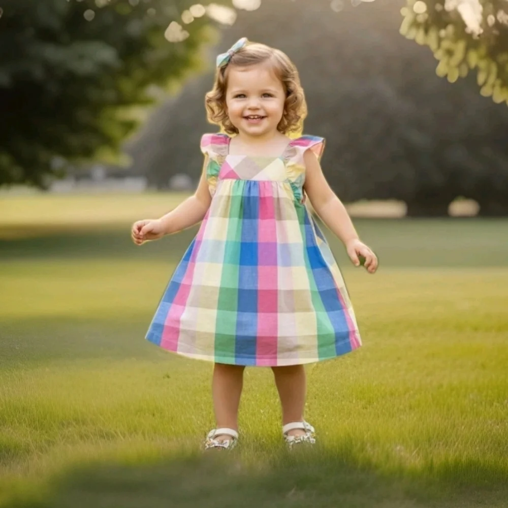 Baby Gap Toddler Girls Linen Blend Easter Plaid Sundress Size 3T